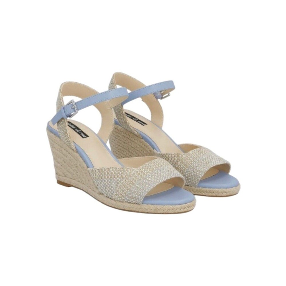 Micah Jute Wrapped Wedge Heels from Violet & Red - Beige & Light Blue - Size 8.5